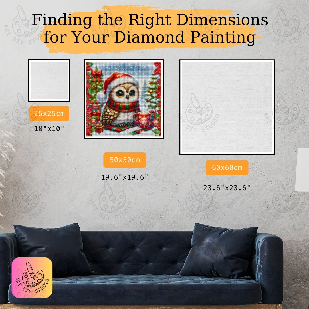 DIY Owl Christmas Diamond Painting Kit Product Image Artdiystudio.com
