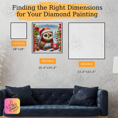 DIY Owl Christmas Diamond Painting Kit Product Image Artdiystudio.com