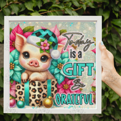 DIY Piglet Gratitude Diamond Painting Kit Product Image Artdiystudio.com