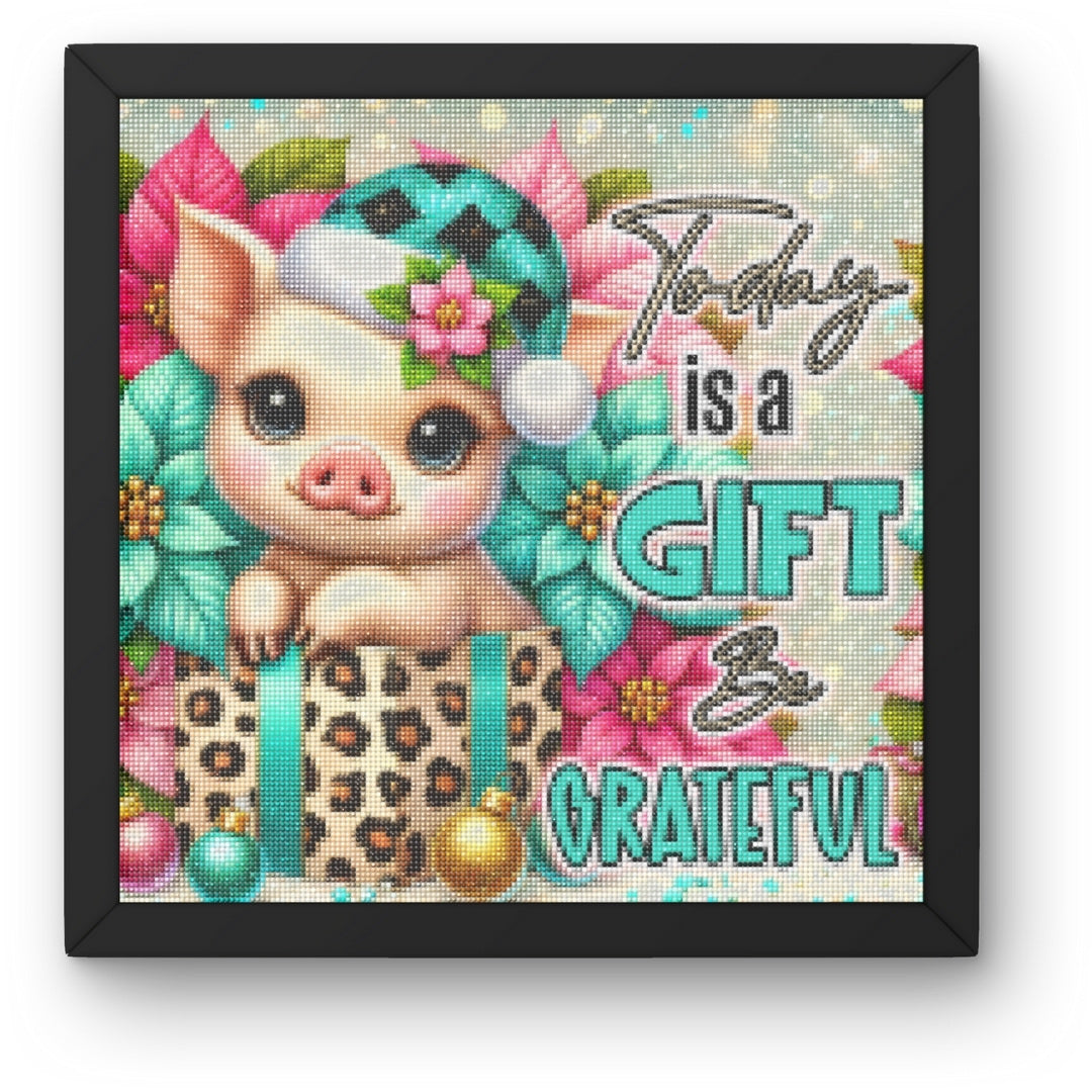 DIY Piglet Gratitude Diamond Painting Kit Product Image Artdiystudio.com