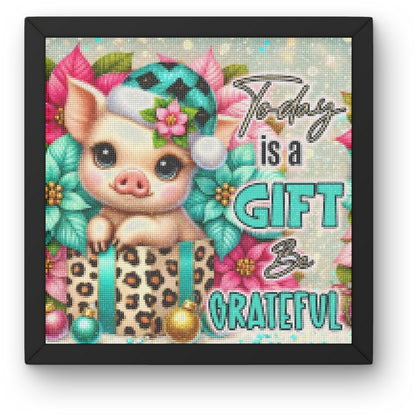 DIY Piglet Gratitude Diamond Painting Kit Product Image Artdiystudio.com