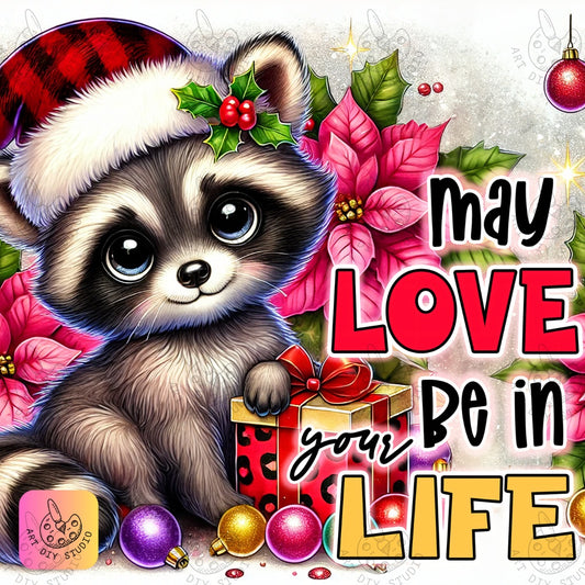DIY Raccoon Christmas Diamond Painting Kit Product Image Artdiystudio.com