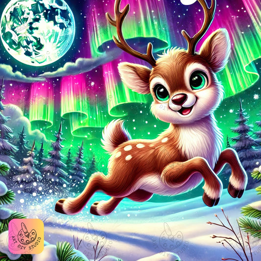 DIY Reindeer Diamond Painting Kit Product Image Artdiystudio.com
