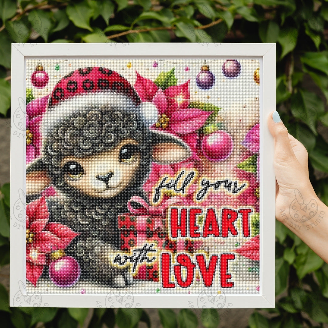 DIY Sheep Christmas Diamond Painting Kit Product Image Artdiystudio.com