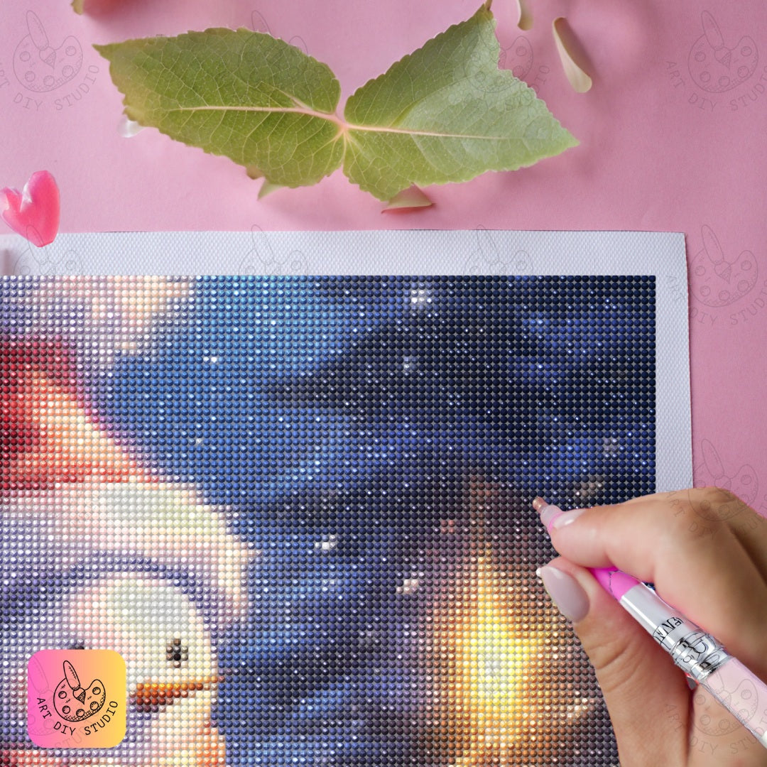 DIY Snowman Winter Diamond Painting Kit Product Image Artdiystudio.com