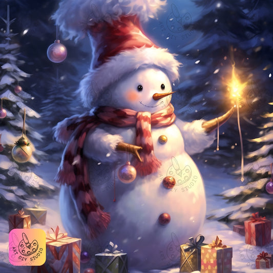 DIY Snowman Winter Diamond Painting Kit Product Image Artdiystudio.com