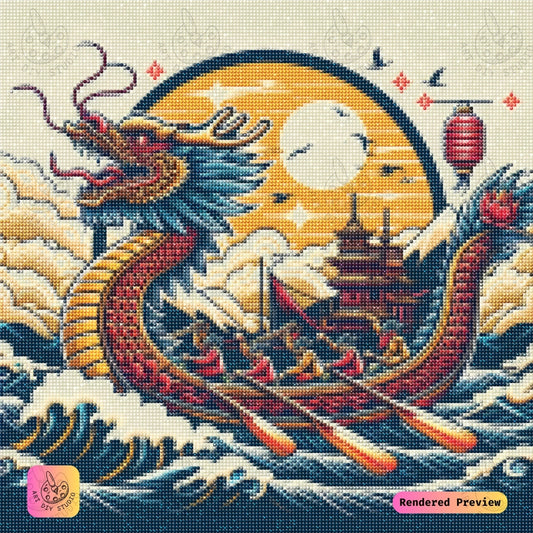 Artdiystudio Dragon Boat Legacy Diy Diamond Painting Kit Dynamic Cultural Art 2