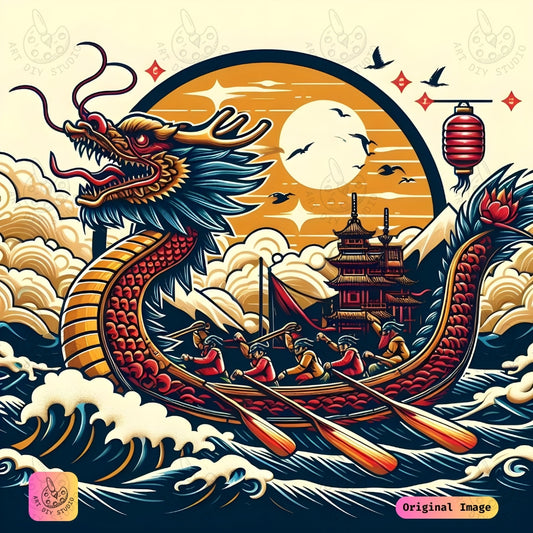 Artdiystudio Dragon Boat Legacy Diy Diamond Painting Kit Dynamic Cultural Art