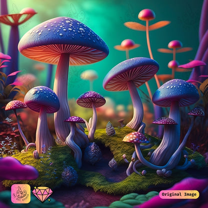 Artdiystudio Dreamy Mushroom Harmony Diy Diamond Painting Kit A Serene Fantasy Escape