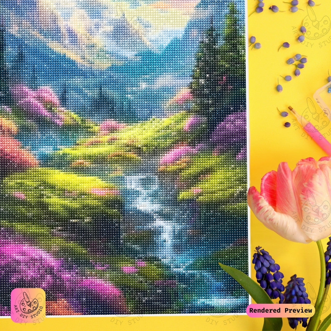 Artdiystudio Dreamy Waterfall Kingdom Diy Diamond Painting Kit A Magical Escape Into Fantasy 3