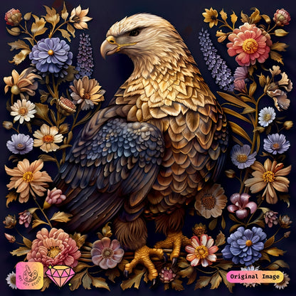 Artdiystudio Eagle In Bloom Diy Diamond Painting Kit A Harmony Of Strength And Beauty 6