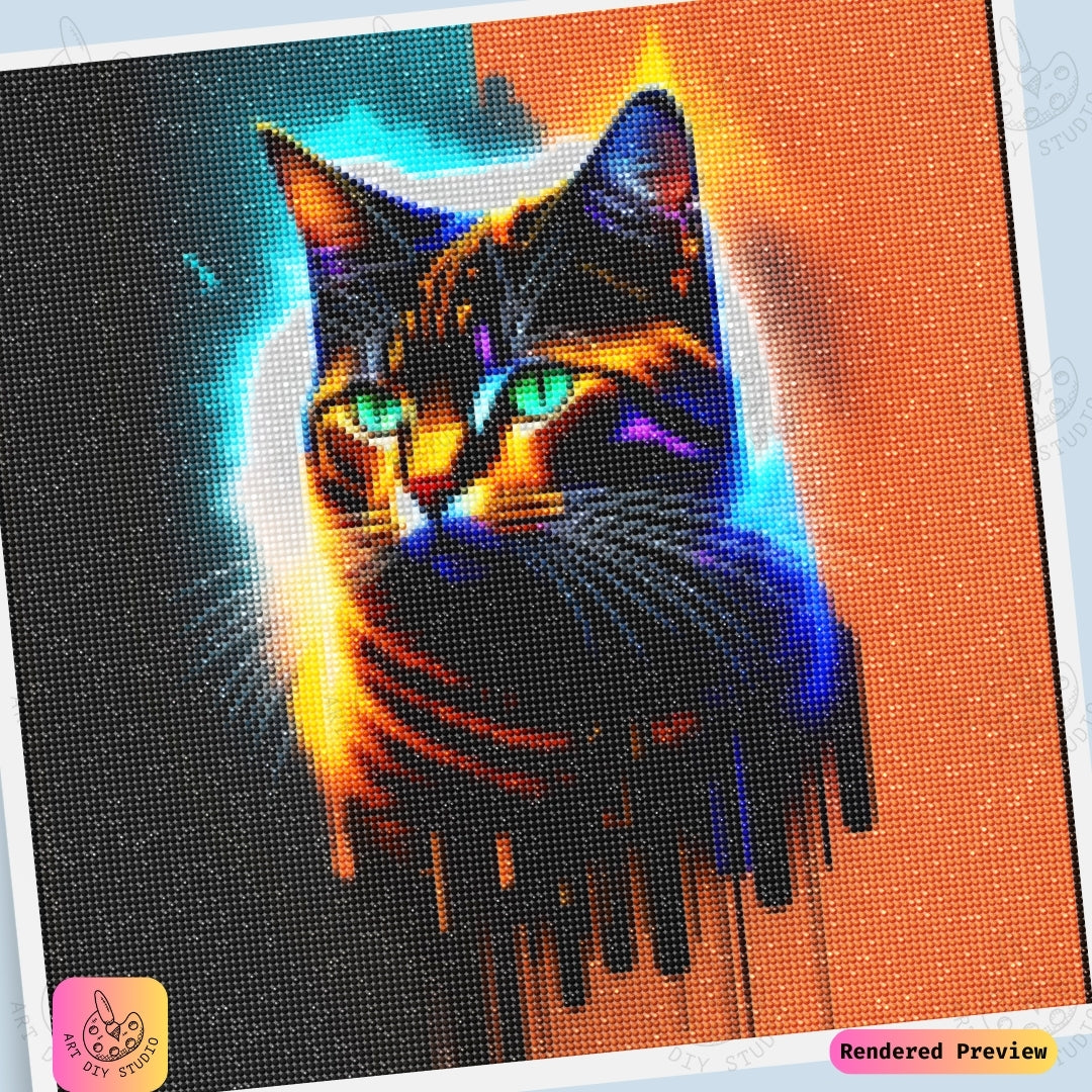 Artdiystudio Electric Paws Diy Diamond Painting Kit A Vibrant Feline Fantasy 6