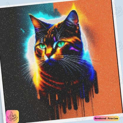 Artdiystudio Electric Paws Diy Diamond Painting Kit A Vibrant Feline Fantasy 6