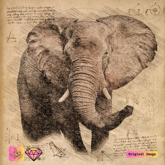 Artdiystudio Elephant Sketch Legacy Diy Diamond Painting Kit A Timeless Masterpiece In Art