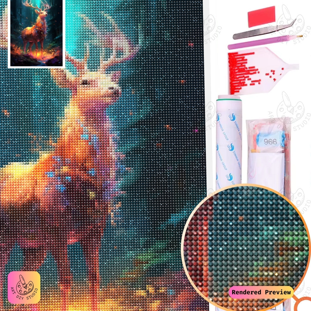 Artdiystudio Ember Forest Stag Diy Diamond Painting Kit A Magical Adventure Through The Enchanted Forest 2
