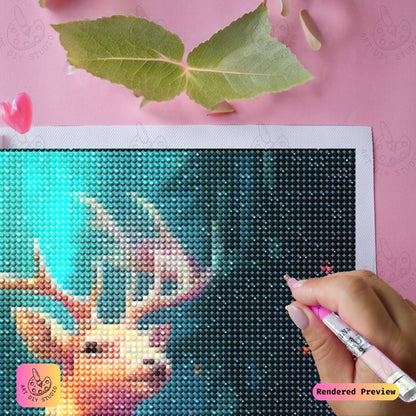 Artdiystudio Ember Forest Stag Diy Diamond Painting Kit A Magical Adventure Through The Enchanted Forest 3