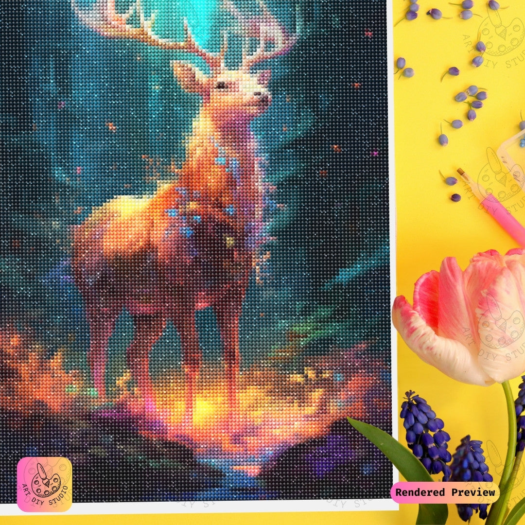 Artdiystudio Ember Forest Stag Diy Diamond Painting Kit A Magical Adventure Through The Enchanted Forest 4
