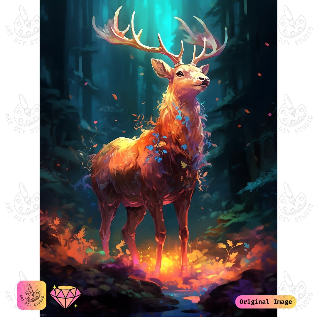 Artdiystudio Ember Forest Stag Diy Diamond Painting Kit A Magical Adventure Through The Enchanted Forest 6