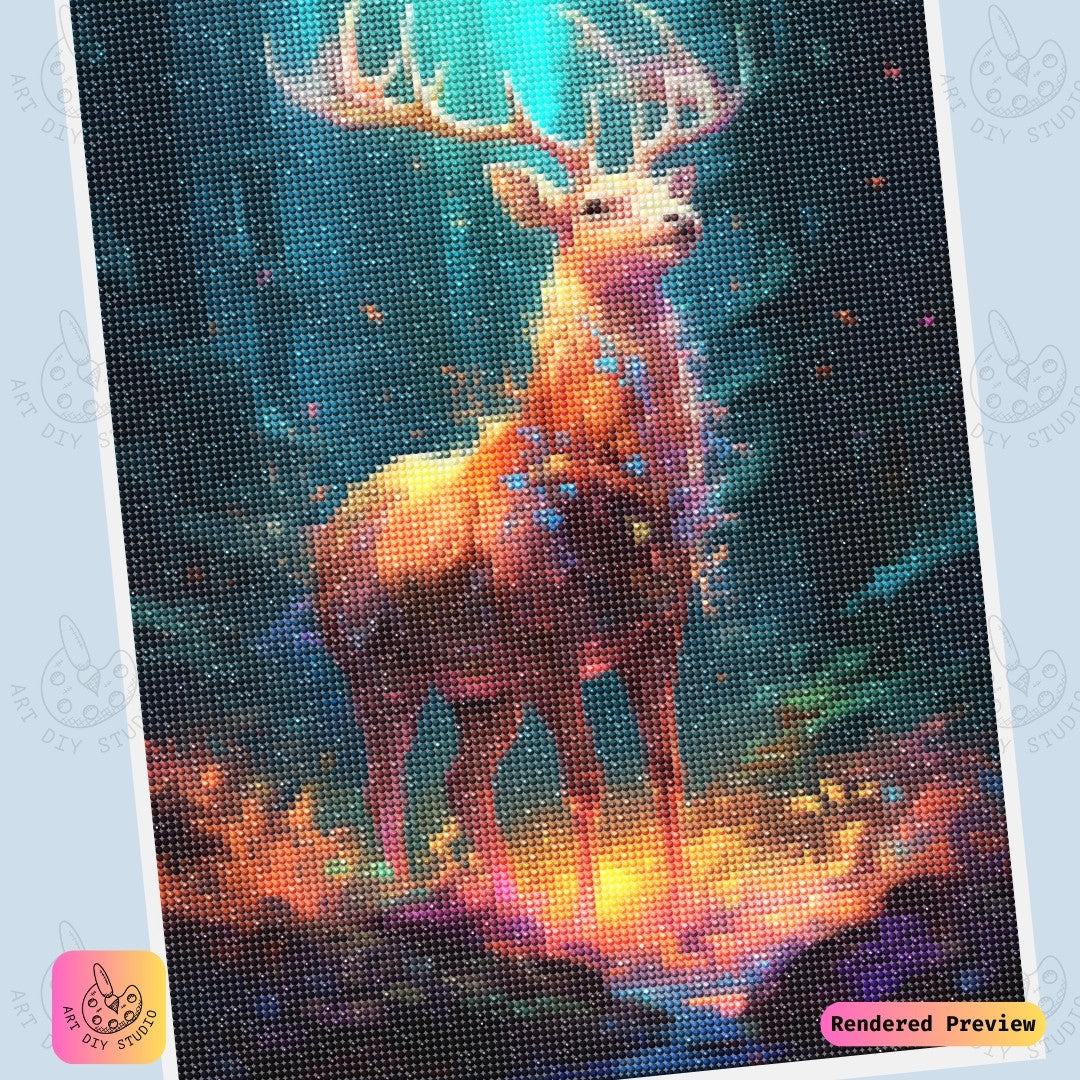 Artdiystudio Ember Forest Stag Diy Diamond Painting Kit A Magical Adventure Through The Enchanted Forest