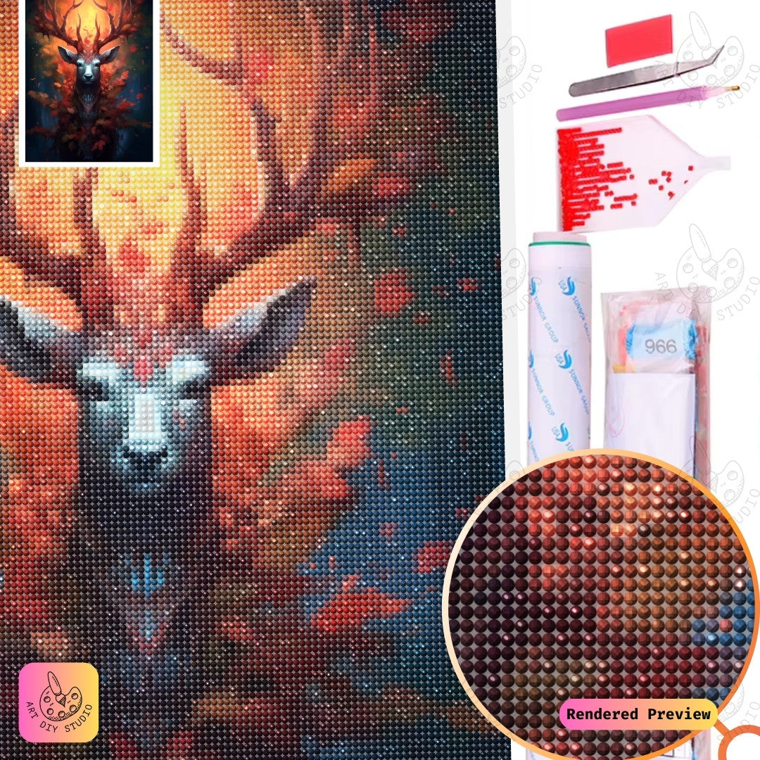 Artdiystudio Emberlight Stag Diy Diamond Painting Kit A Journey Into The Heart Of The Enchanted Forest 2