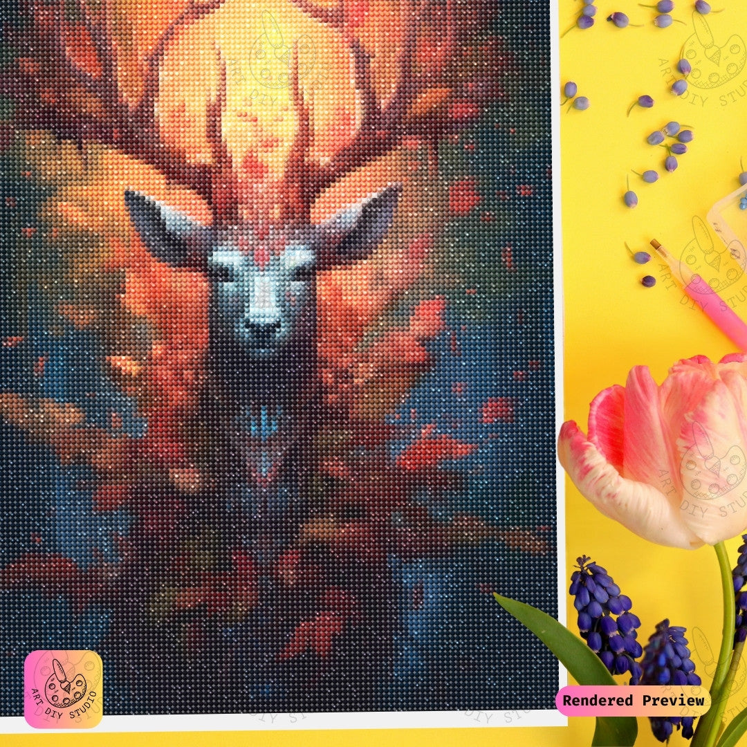 Artdiystudio Emberlight Stag Diy Diamond Painting Kit A Journey Into The Heart Of The Enchanted Forest 4