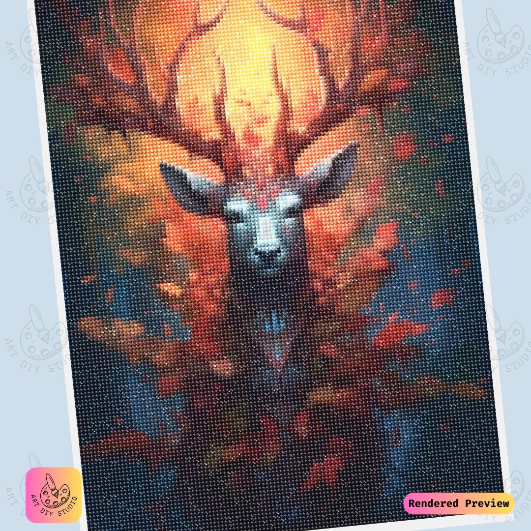 Artdiystudio Emberlight Stag Diy Diamond Painting Kit A Journey Into The Heart Of The Enchanted Forest