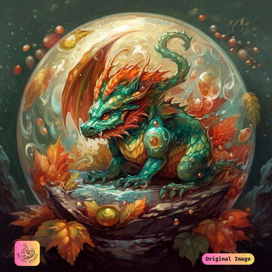 Artdiystudio Emerald Blaze Hatchling Diy Diamond Painting Kit A Vivid Fantasy Creation