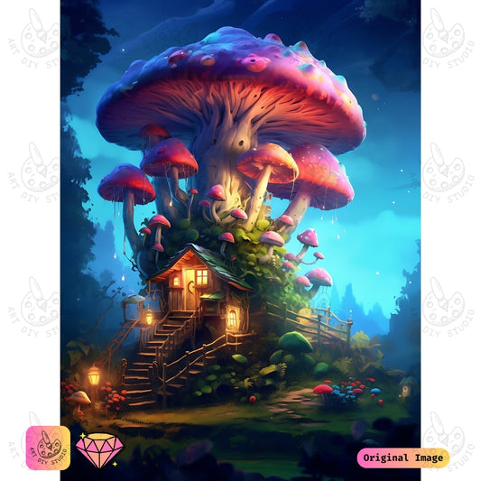 Artdiystudio Enchanted Mushroom Cottage Diy Diamond Painting Kit A Cozy Magical Retreat In Art