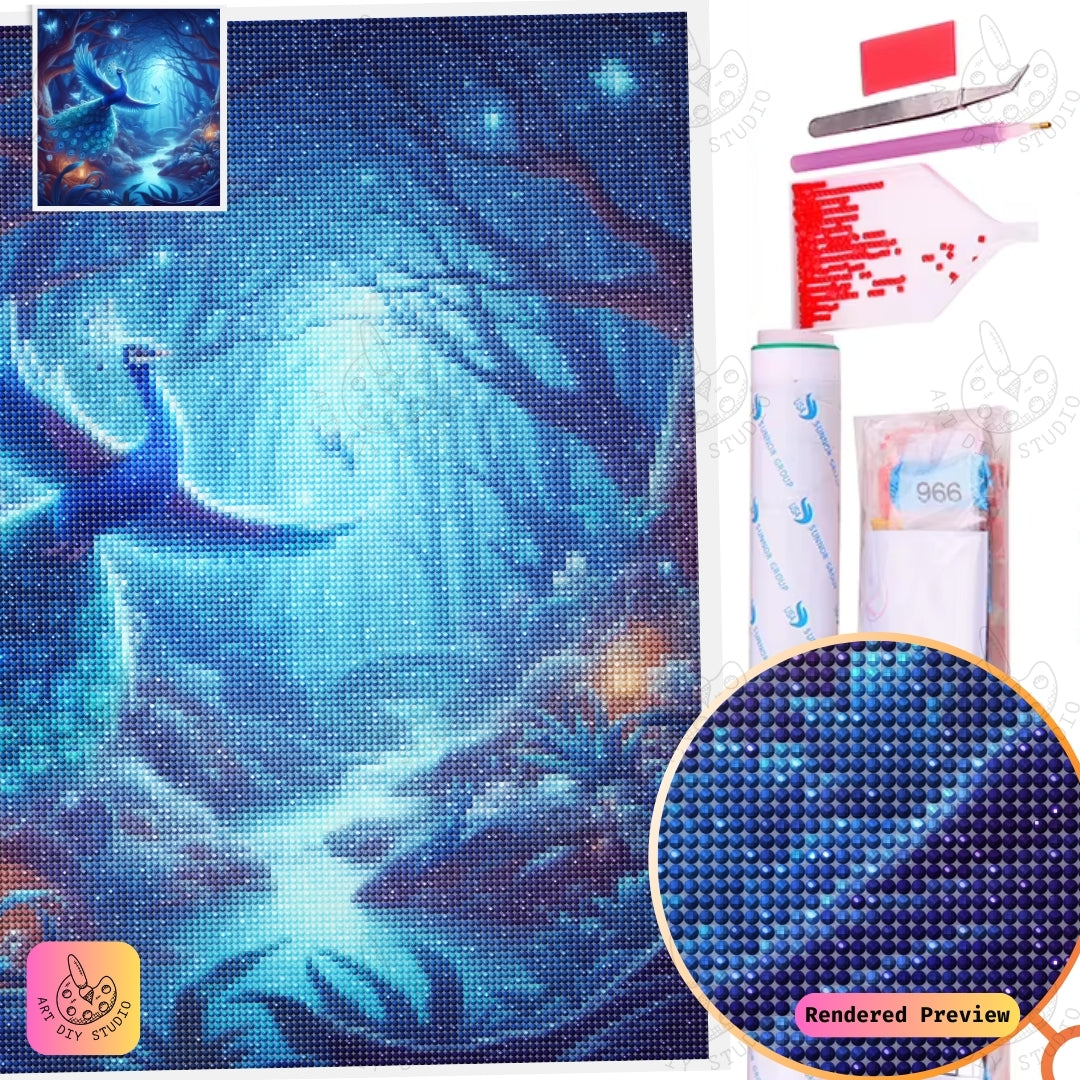 Artdiystudio Enchanted Peacock Flight Diy Diamond Painting Kit A Journey Into A Magical World 2