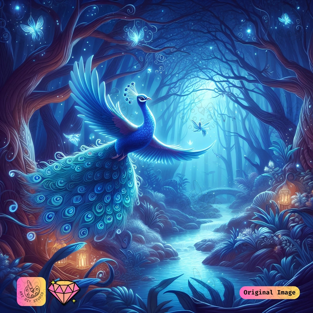 Artdiystudio Enchanted Peacock Flight Diy Diamond Painting Kit A Journey Into A Magical World 6