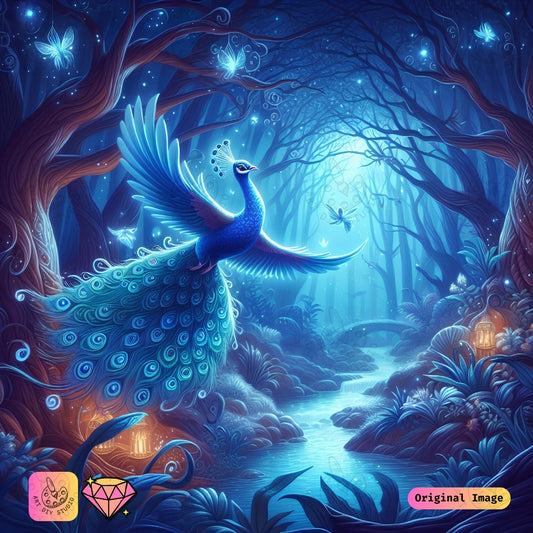 Artdiystudio Enchanted Peacock Flight Diy Diamond Painting Kit A Journey Into A Magical World 6