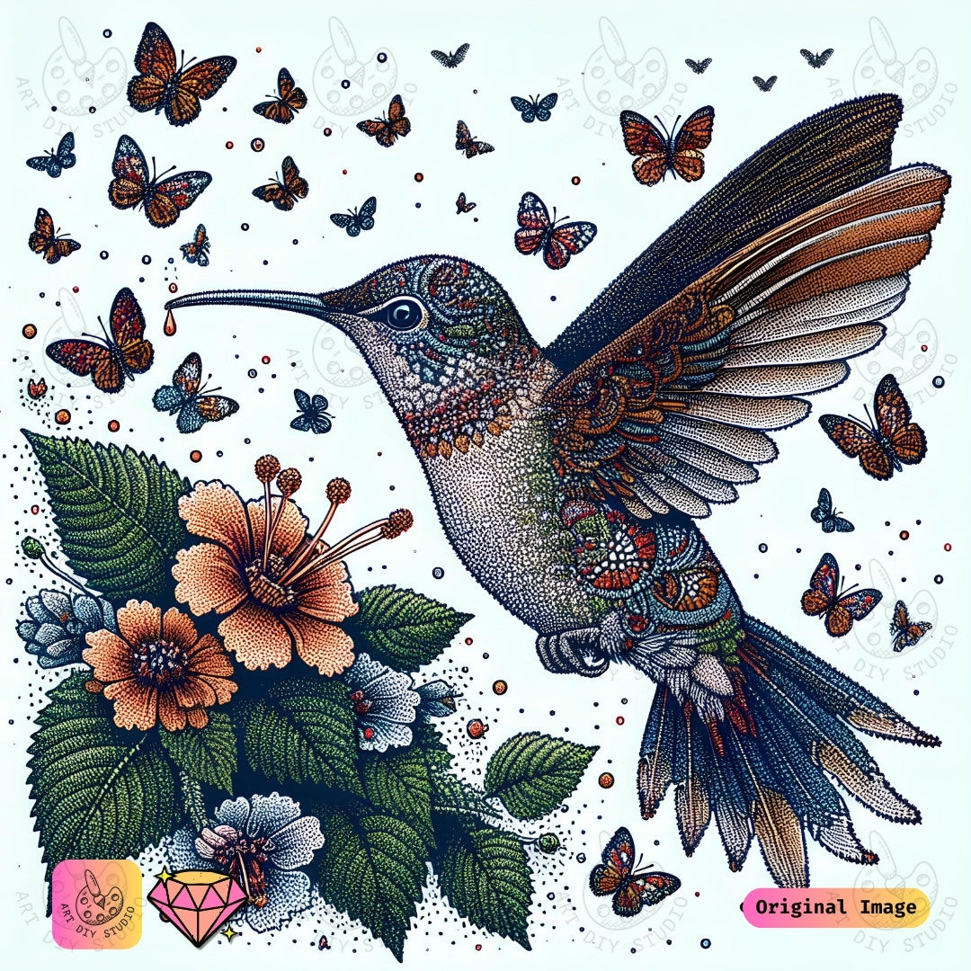 Artdiystudio Enchanting Hummingbird Diy Diamond Painting Kit Natures Beauty In Detail