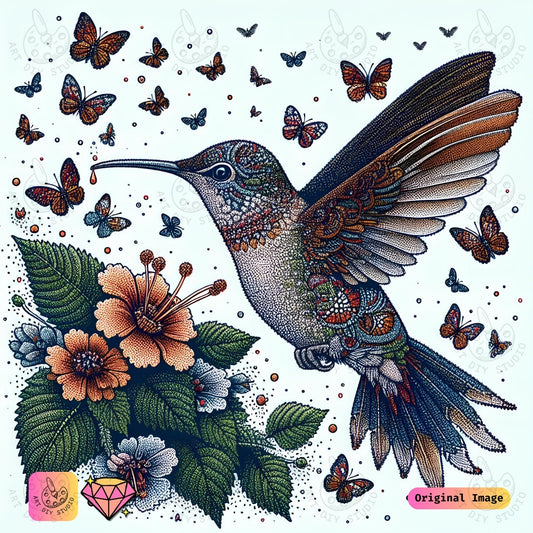 Artdiystudio Enchanting Hummingbird Diy Diamond Painting Kit Natures Beauty In Detail