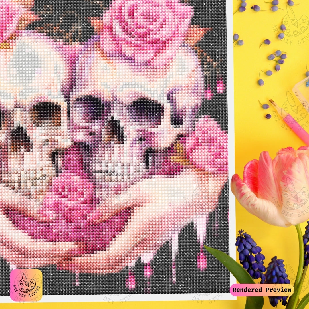 Artdiystudio Eternal Rose Skulls Diy Diamond Painting Kit A Tender Embrace Of Love And Beauty 3