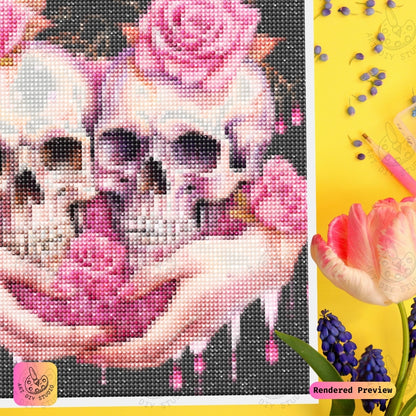 Artdiystudio Eternal Rose Skulls Diy Diamond Painting Kit A Tender Embrace Of Love And Beauty 3