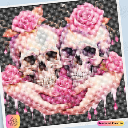 Artdiystudio Eternal Rose Skulls Diy Diamond Painting Kit A Tender Embrace Of Love And Beauty 6