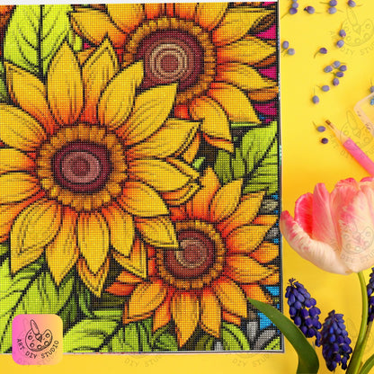 Artdiystudio Feel The Warmth Of Sunny Blooms Leaves A Bright And Cheerful Diamond Painting Kit 6