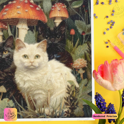 Artdiystudio Feline Forest Whimsy Diy Diamond Painting Kit A Cozy Enchanted Journey 3