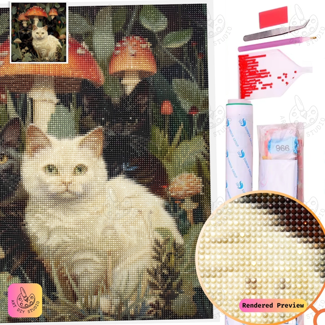 Artdiystudio Feline Forest Whimsy Diy Diamond Painting Kit A Cozy Enchanted Journey 5