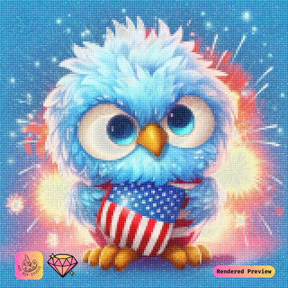 Artdiystudio Festive Fireworks Owl Diy Diamond Painting Kit A Celebration Of Cuteness And Patriotism 5