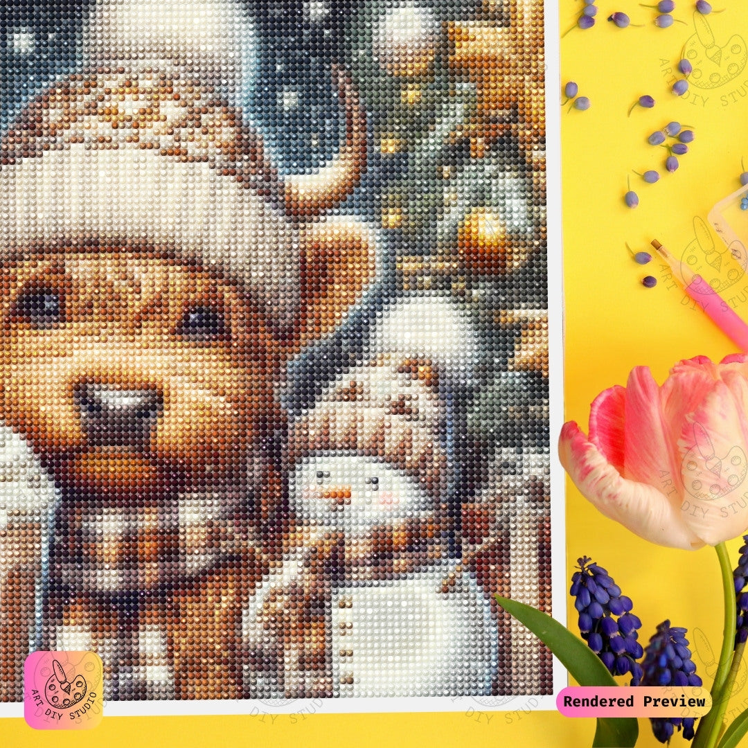 Artdiystudio Festive Furry Joy Diy Diamond Painting Kit Cozy Holiday Cow Art 3
