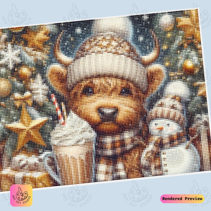 Artdiystudio Festive Furry Joy Diy Diamond Painting Kit Cozy Holiday Cow Art 6