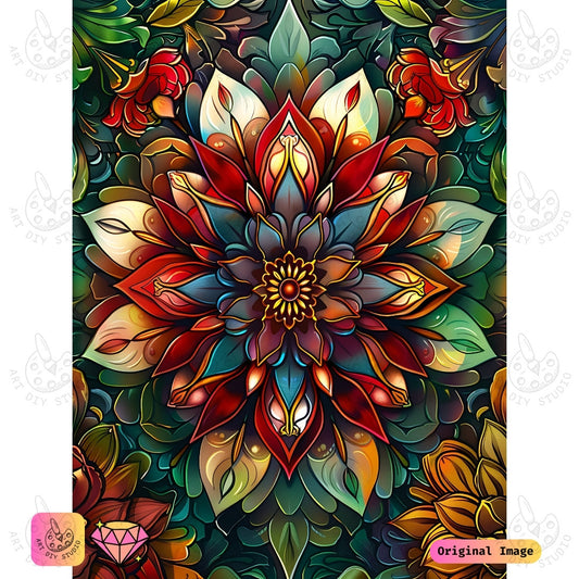Artdiystudio Flame Blossom Fantasy Diy Diamond Painting Kit A Floral Blaze Of Creativity