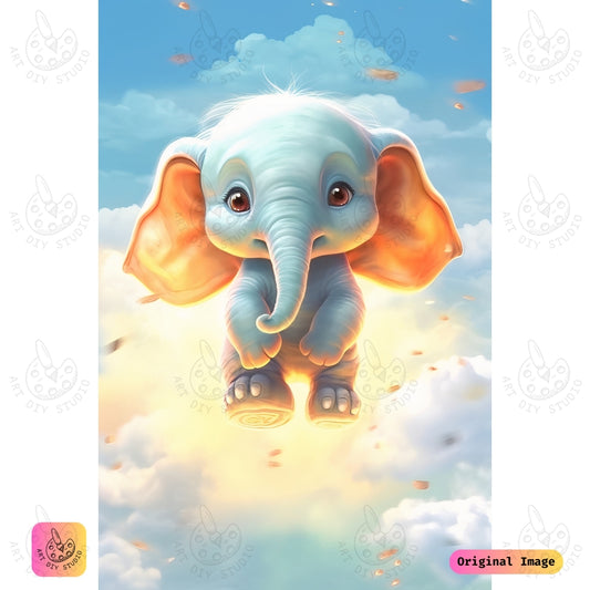 Artdiystudio Floating Baby Elephant Diy Diamond Painting Kit A Heartwarming Creation