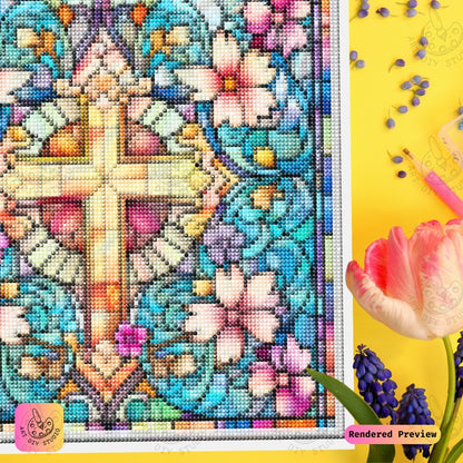 Artdiystudio Floral Cross Radiance Diy Diamond Painting Kit Celebrate Sacred Beauty 3