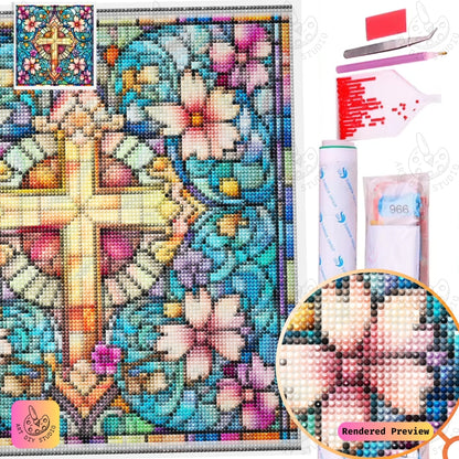 Artdiystudio Floral Cross Radiance Diy Diamond Painting Kit Celebrate Sacred Beauty 5