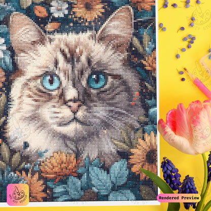 Artdiystudio Floral Feline Elegance Diy Diamond Painting Kit A Cozy Artistic Masterpiece 3