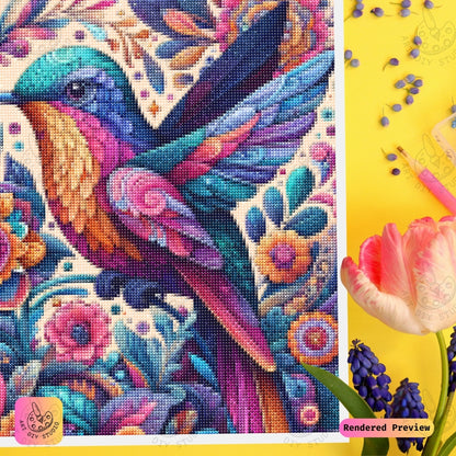 Artdiystudio Floral Hummingbird Bliss Diy Diamond Painting Kit A Vibrant Garden In Flight 3