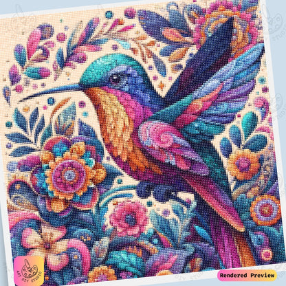 Artdiystudio Floral Hummingbird Bliss Diy Diamond Painting Kit A Vibrant Garden In Flight 6