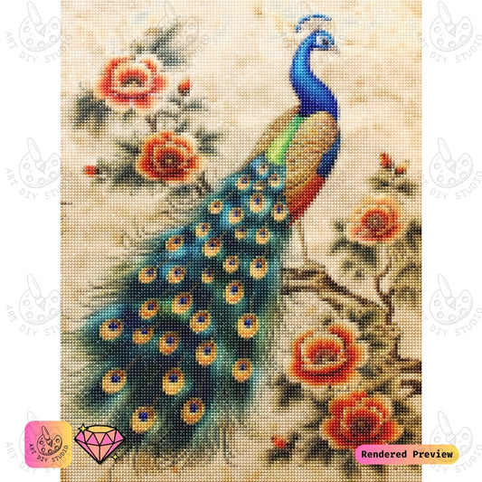 Artdiystudio Floral Peacock Majesty Diy Diamond Painting Kit Craft A Vibrant Masterpiece Of Elegance 5